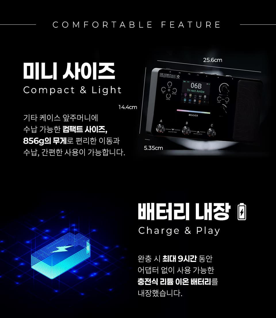 무어 GE100 PRO Li 인풋 아웃풋 잭 및 헤드폰 단자, 익스프레션 페달 하드웨어 구성
