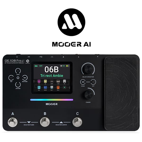 Mooer 무어 GE100 PRO Li 충전식 AI 멀티이펙터 배터리 내장형 메인 비주얼