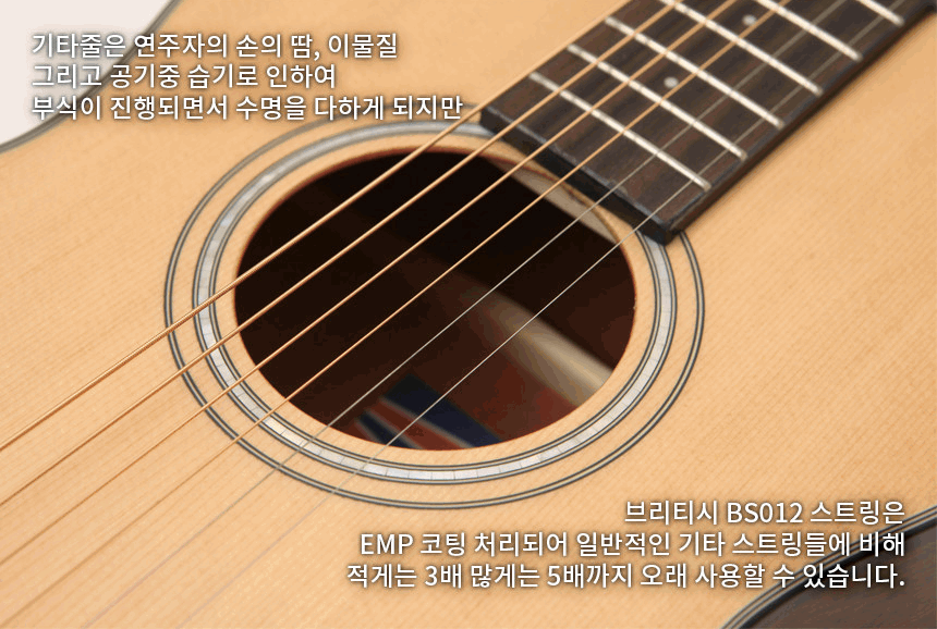 핑거스타일 및 스트럼 연주 시 우수한 연주감의 브리티시 가성비 통기타줄