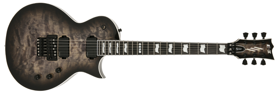 Charcoal Burst 피니시 및 퀼티드 메이플 탑, 플로이드 로즈 브릿지 바디 컷