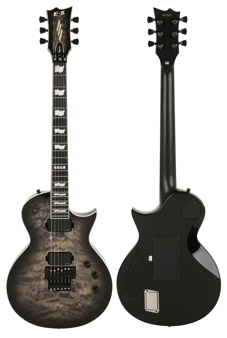 퀼티드 메이플 탑 및 Charcoal Burst 피니시 디테일